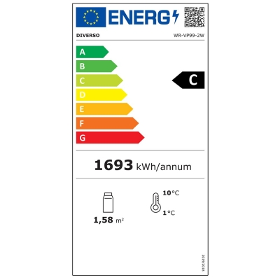 Vitrine Frigo verticale, 2 portes, 1085 litres - BLANCHE WR-VP99-2W